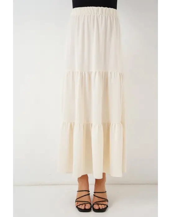 Ayrobin Uzun Etek 8048 - Krem