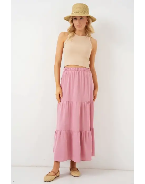 Ayrobin Uzun Etek 8048 - Pudra