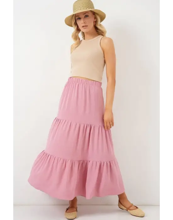 Ayrobin Uzun Etek 8048 - Pudra