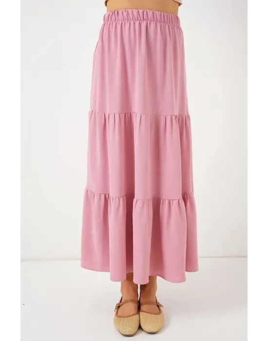 Ayrobin Uzun Etek 8048 - Pudra