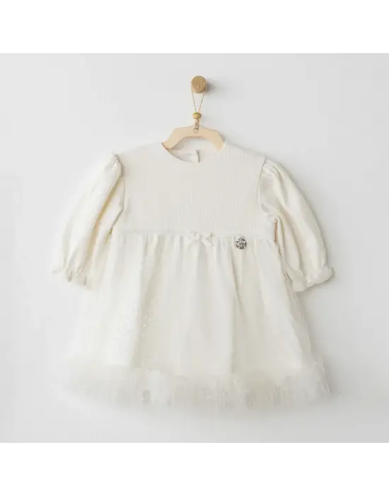 Baby Bow Bliss Elbise Ekru