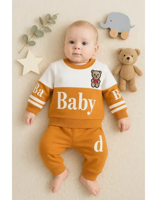 Baby Desenli 2li % 100 Pamuk Erkek Bebek Takımı