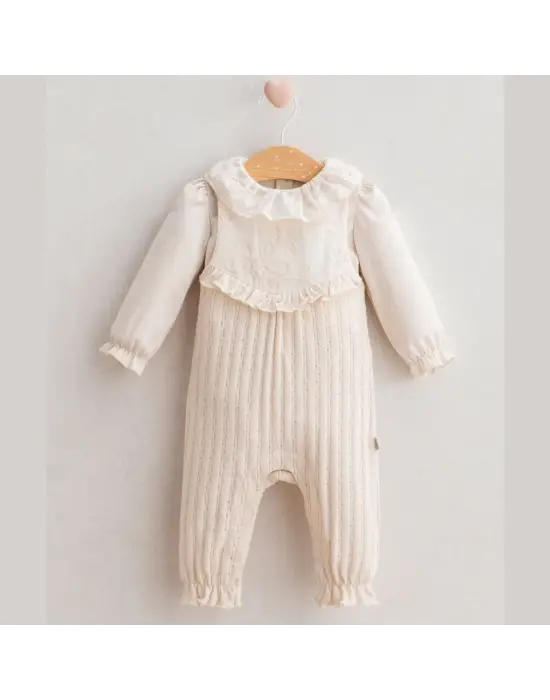 Baby Soft Flower Salopet  Ekru