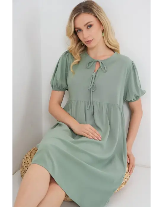 Bağcıklı Midi Elbise 2575 - Çağla
