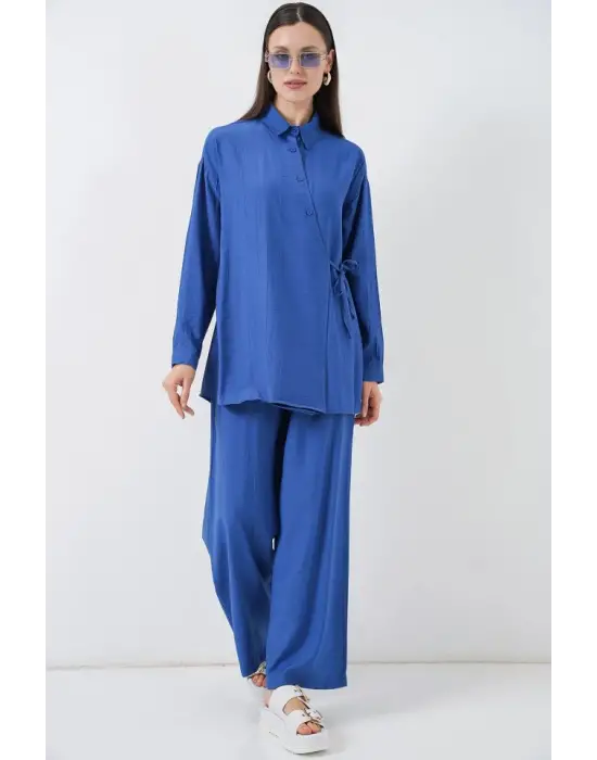 Bağcıklı Tunik Pantolon İkili Takım 6752 - İndigo