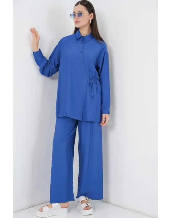 Bağcıklı Tunik Pantolon İkili Takım 6752 - İndigo