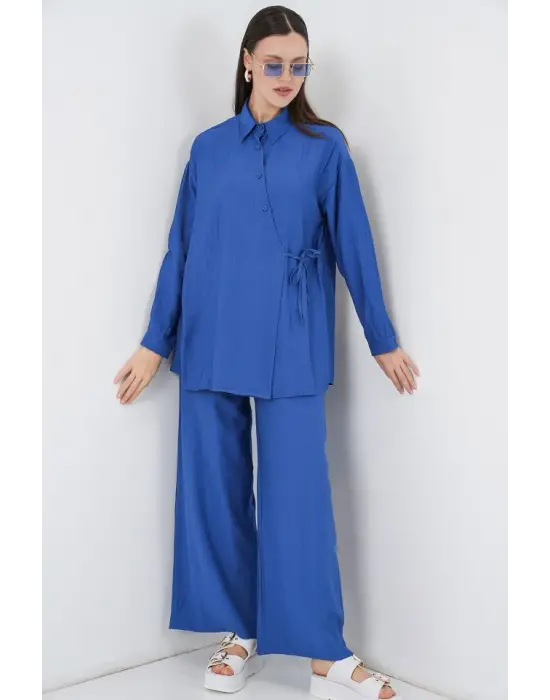 Bağcıklı Tunik Pantolon İkili Takım 6752 - İndigo