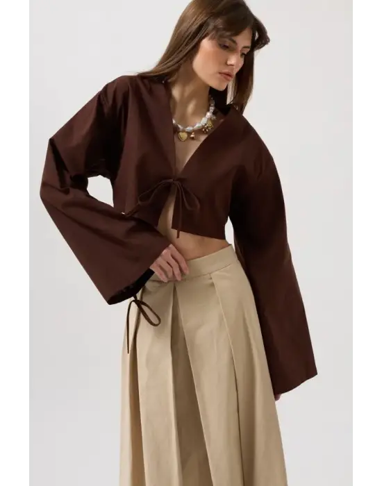 Bağlama Detay Uzun Kol Bluz