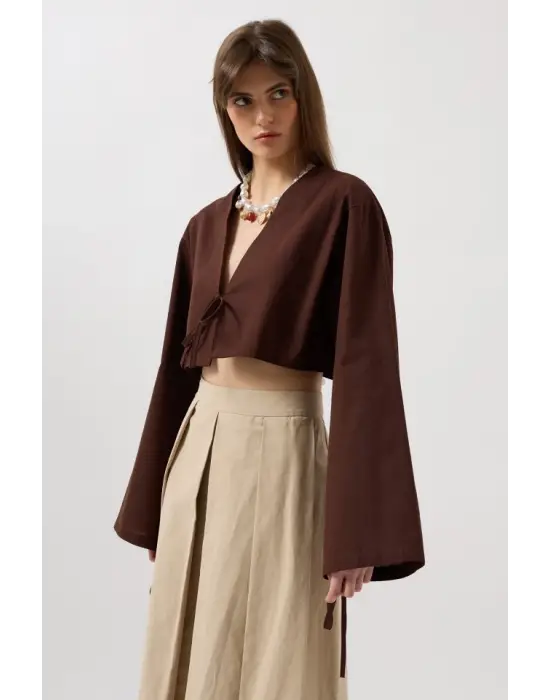 Bağlama Detay Uzun Kol Bluz