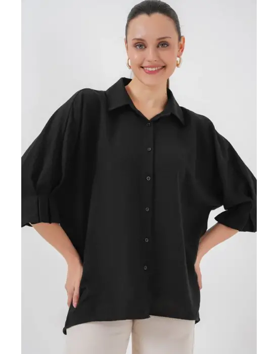 Bağlama Detaylı Ayrobin Gömlek 20290 - Siyah
