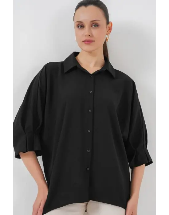 Bağlama Detaylı Ayrobin Gömlek 20290 - Siyah