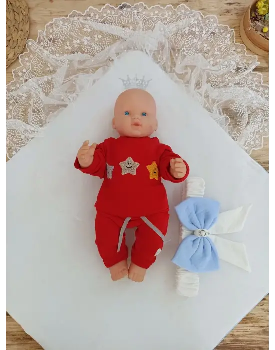 Zarif İnci Fiyonklu Dantelli Kundak Battaniye