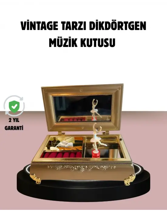 Balerinli Müzikli Takı Kutusu Piyano Tasarım Kız Çocuk Hediyelik