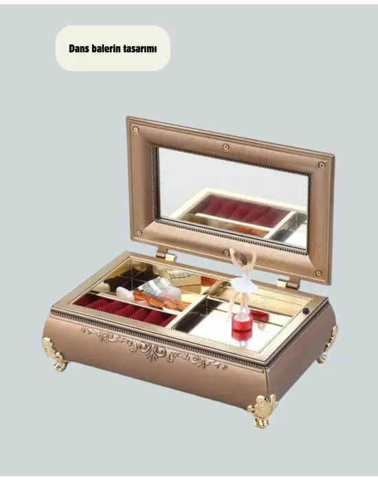 Balerinli Müzikli Takı Kutusu Piyano Tasarım Kız Çocuk Hediyelik