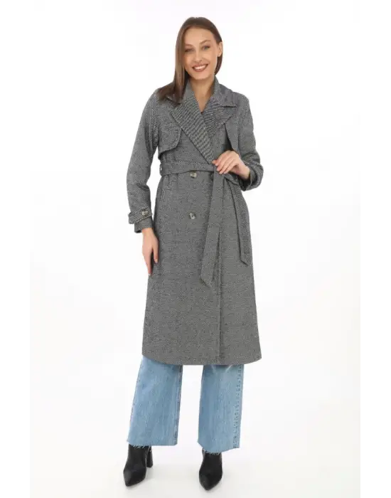 Kaşmir Uzun Kaban - Boyalı Gri Renk