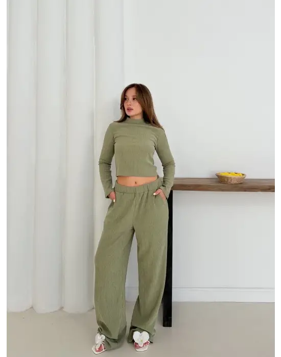 Balıkçı yaka örme takım mint st265865