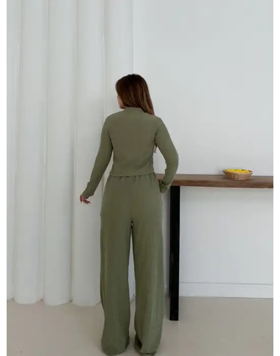 Balıkçı yaka örme takım mint st265865