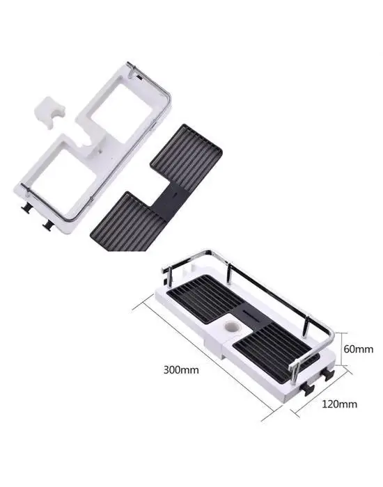 Banyo Direğine Asılabilir Köşelik Şampuanlık Sabunluk Çift Askılı Düzenleyici Raf Paslanmaz