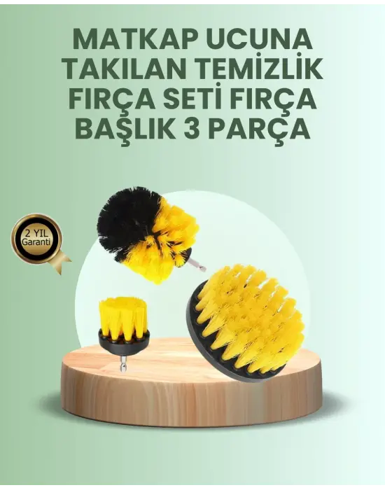 Banyo Ve Mutfak İçin Matkap Ucu Temizlik Fırçası 3’lü Set