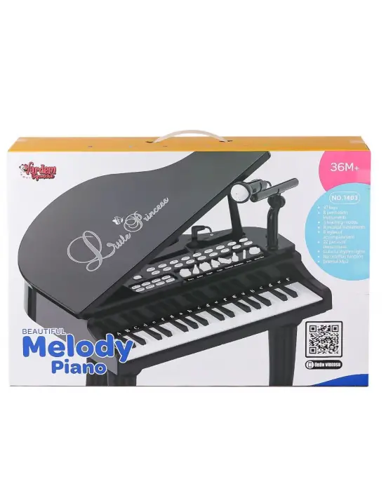 Omarı Mikrofonlu 37 Tuşlu MP3 Çalar Büyük Siyah Piyano