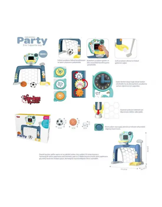 Omarı Çok Amaçlı Oyun Seti - Futbol, Basket, Golf