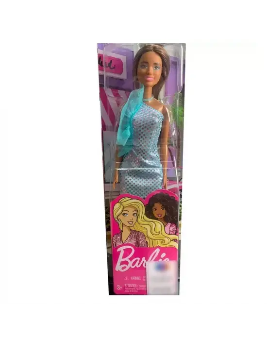 Barbie Pırıltılı Bebekler Mavi Elbiseli - T7580-HJR95