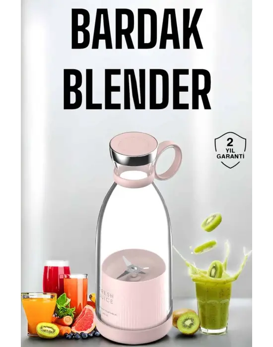 Bardak Blender Smoothie Meyve Sıkacağı Şarjlı Cam Taşınabilir