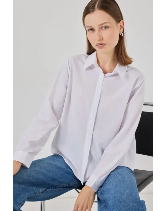 Basic Gömlek 20348 - Beyaz