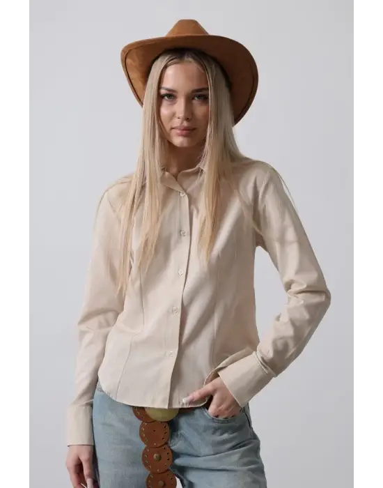 Omarı Yumuşak Dokulu Oversize Gömlek