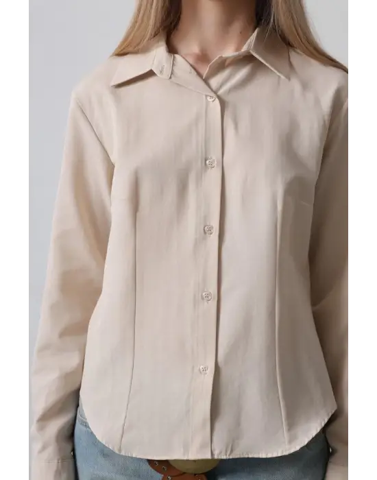 Omarı Yumuşak Dokulu Oversize Gömlek