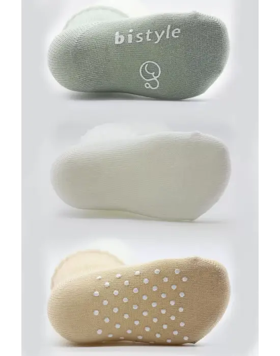 Omarı Kaymaz Penye Soket Çorap Seti 3lü - Ekru Bej