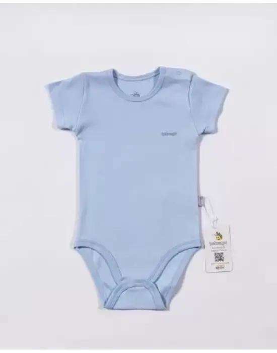 Omarı Yumuşak Kumaşıyla Basic Mavi Kısa Kol Body