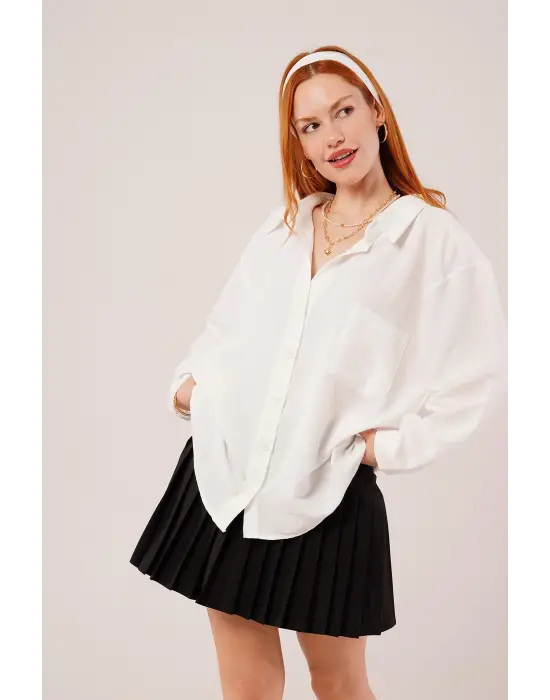 Basic Oversize Beyaz Gömlek