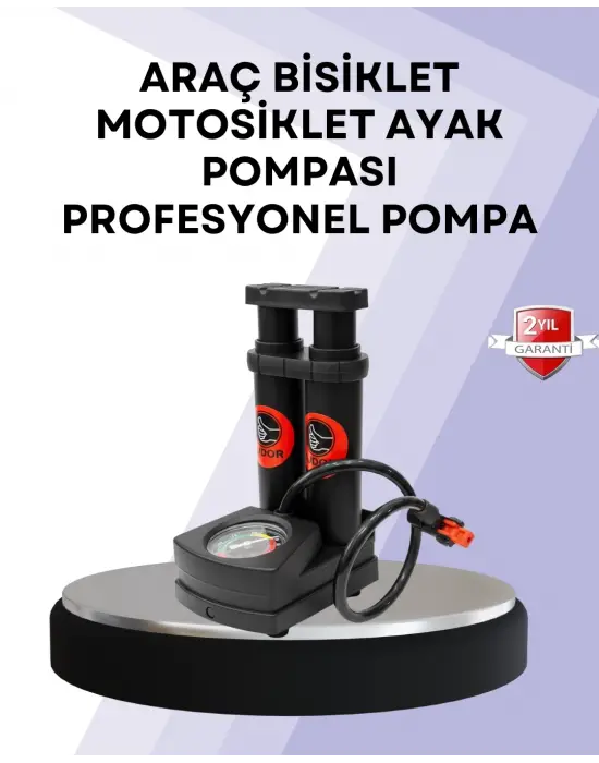 Basınç Saatli Ayak Pompası Bisiklet Ve Araç Uyumlu