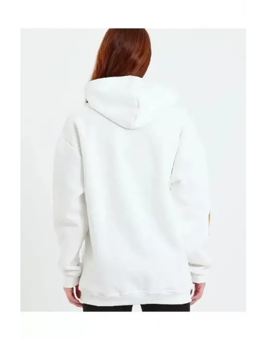 Beyaz Kapüşonlu Sweatshirt