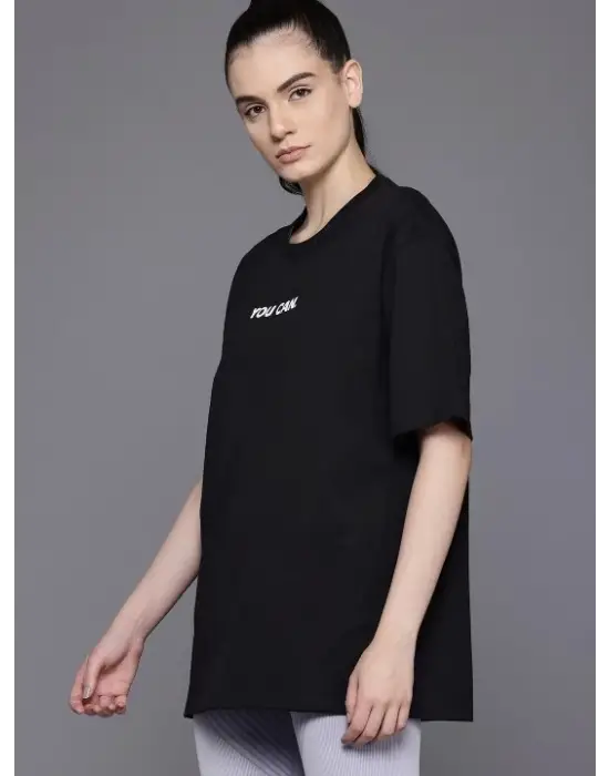 Baskılı Oversize T-shirt - Siyah