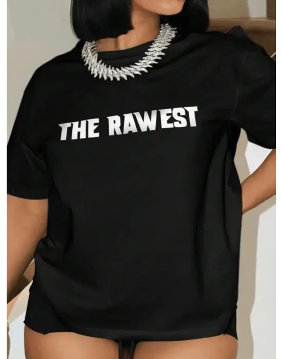 Baskılı Oversize T-shirt - Siyah