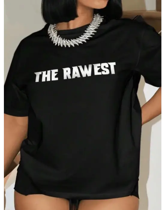 Omarı Siyah Baskılı Oversize T-shirt - Trendy ve Rahat Tasarım