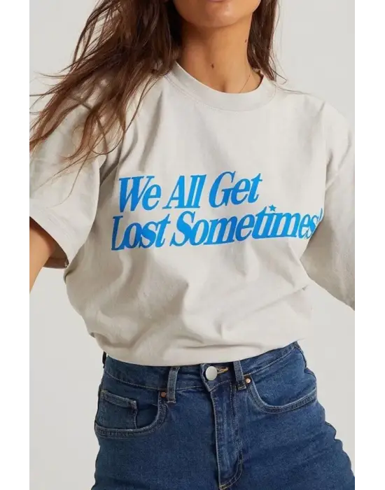 Omarı Baskılı Oversize Unisex T-Shirt - Beyaz