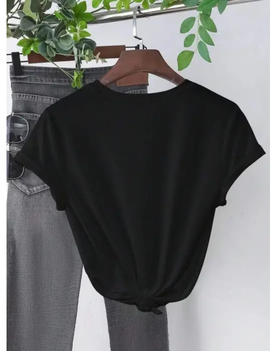 Baskılı T-shirt - Siyah