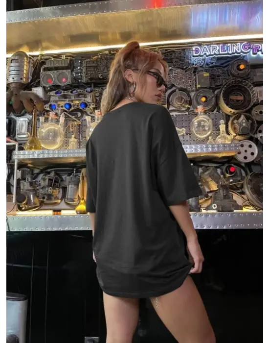 Baskılı T-shirt - Siyah