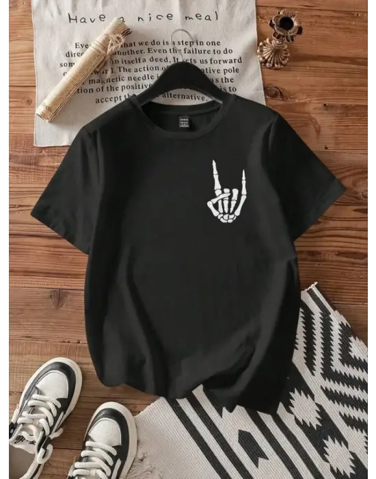 Baskılı T-shirt - Siyah