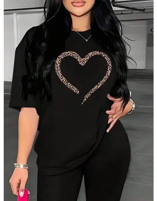 Baskılı T-shirt - Siyah