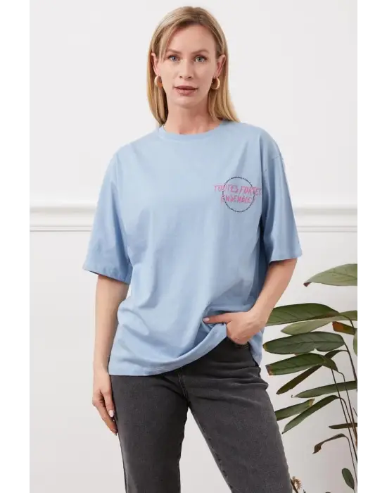 Omarı Tuval üzerine sanat: Mavi baskılı tişört