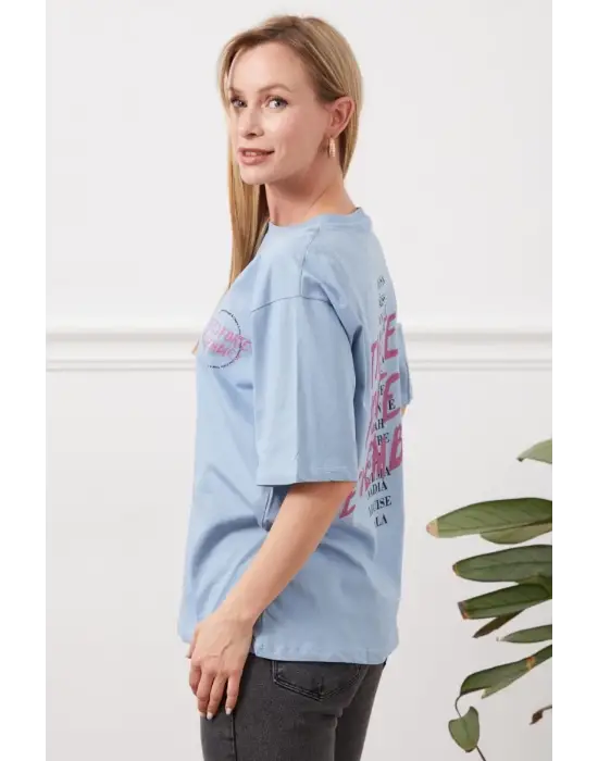 Omarı Tuval üzerine sanat: Mavi baskılı tişört