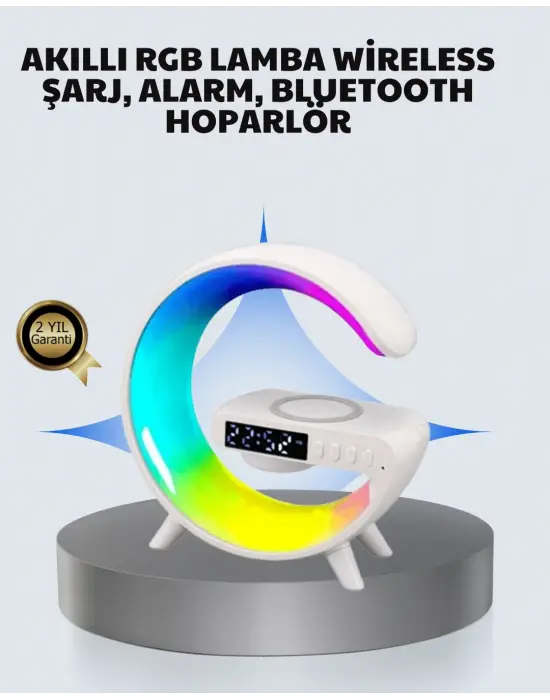 Başucu İçin Tasarlanmış Kablosuz Şarjlı Gece Lambası Ve Bluetooth Ses Sistemi