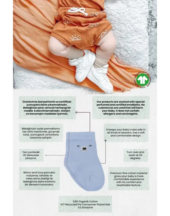 Omarı Rahat ve Trend Bear Soket Çorap Seti - Mavi
