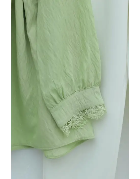 Bebe Yaka Fistolu Beli Bağcıklı Modal Tunik  -Çağla Y.