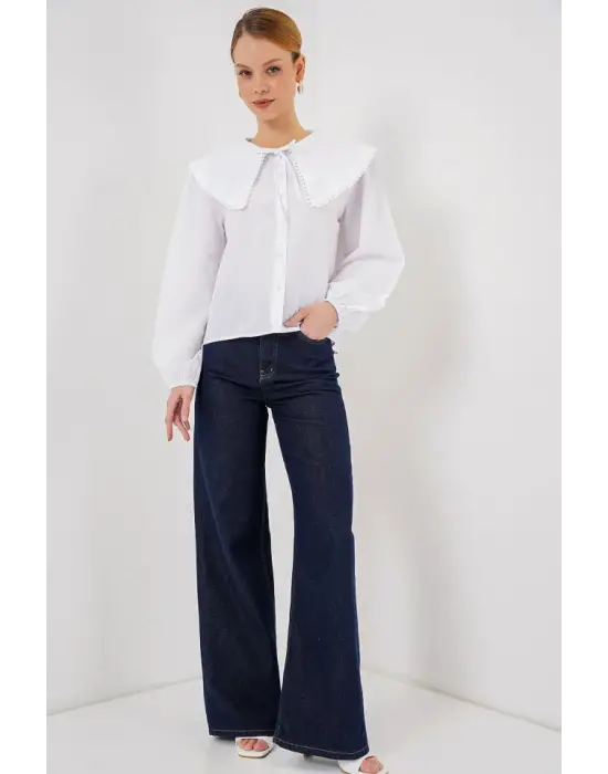 Şık Bebe Yaka Gömlek - Beyaz