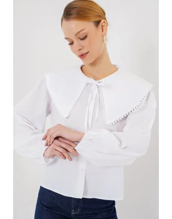 Şık Bebe Yaka Gömlek - Beyaz